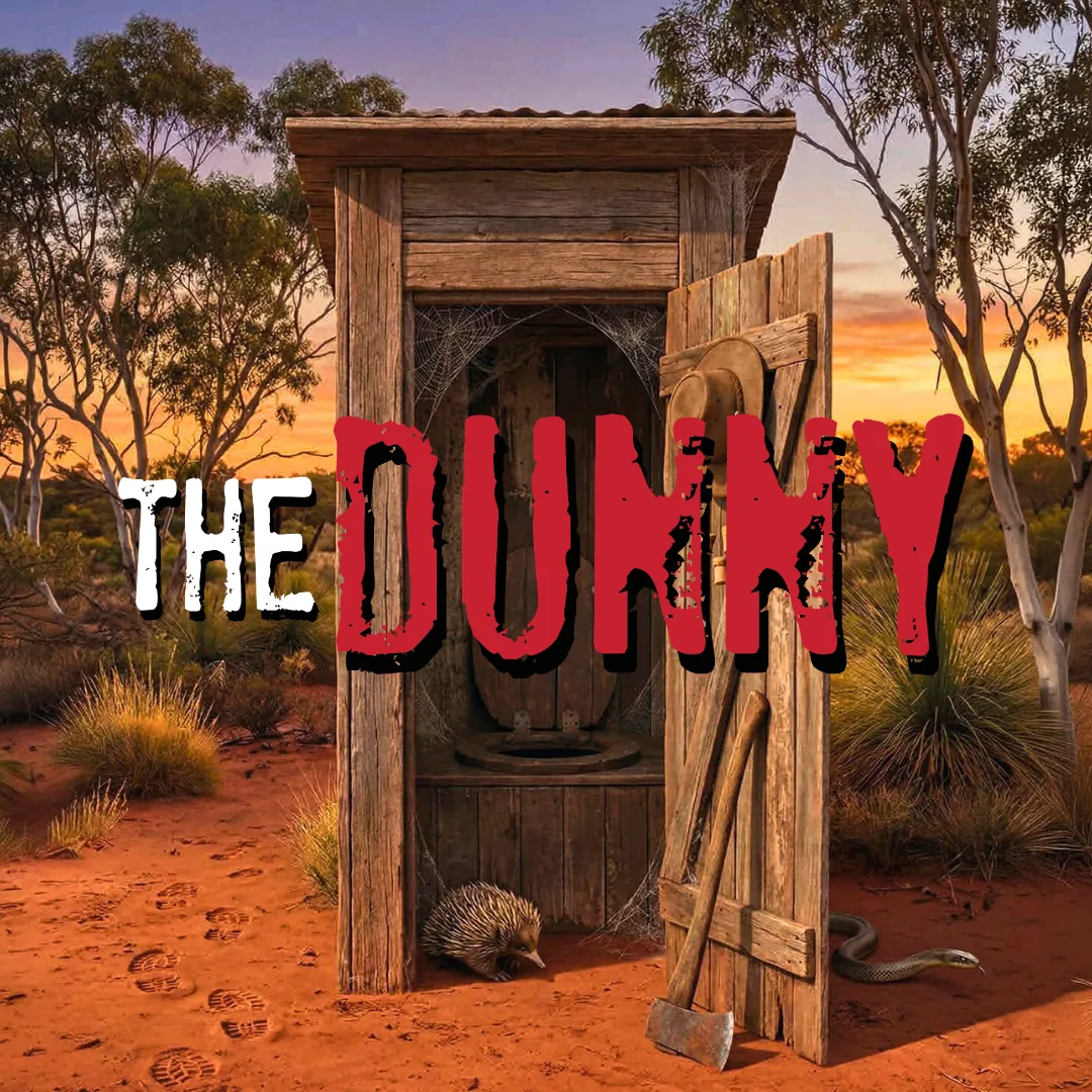 The outhouse at sunset in the red-dirt outback